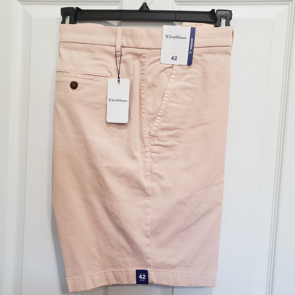 Caribbean Men's Shorts Size 42 Light Pink NWT 9 inch inseam STRETCH Resort Wear